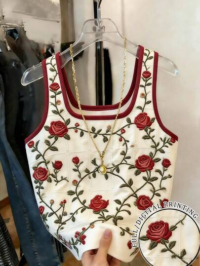 Franclia Women's Casual Floral Print Tank Top, Summer