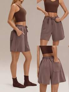 SoftCalm Modal Bermuda Adjustable Pocket Shorts Daily Casual Lounging Summer - Mocha Brown - View 8