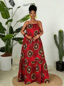 Maweii 2025 New Colorful Plus Size Fashionable Dress With Vacation Vibe - Red - View 4