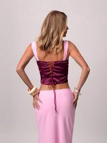 Opulessa Bộ 2 món áo hai dây và chân váy ngắn bằng vải chiffon dành cho nữ, kiểu dáng nghỉ mát, thích hợp cho mùa xuân/hè. - Hồng - Xem 7