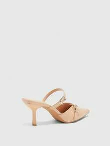CUCCOO BIZCHIC Women's Pointed-Toe Buckle Design Everyday Versatile And Stylish High Heels - Apricot - View 4