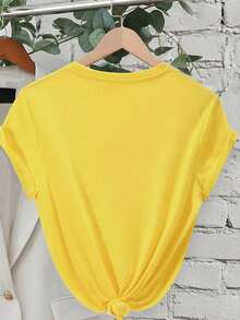 DrmWander Amalfi Coast Lemon Bowl Printed Casual Plus Size T-Shirt - Yellow - View 2