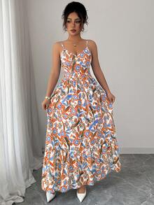 Vestido de verano elegante y estilizado con estampado y cuello halter para vacaciones de la mujer - Multicolor 2 - Ver 7