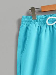 Manfinity Joysei 男士圆领字母棕榈树印花短袖T恤和短裤休闲日常穿搭 - 彩色 - 查看 6