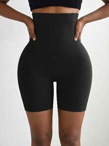 DAZY Ribbed Knit Shapewear Shorts - Black - View 4