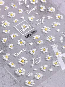 1 Sheets Cartoon Bee Daisy Summer Nail Art Stickers Decals White Daisy Floral Cute Bee Mixed Flower Petal Design 3D Self Adhesive Nail Stickers DIY Decoration For Salon Manicure Accessories Nails Nail Supplies - Multicolor - View 2
