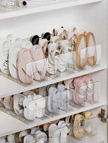4pcs Space Saving Vertical Shoe Rack - Multi-Layer, Wardrobe Organizer Shelf, Transparent Wallet & Handbag Display Rack, Easy Assembly, Compact Storage, Suitable For Home Entryway Cabinet - Clear - View 6