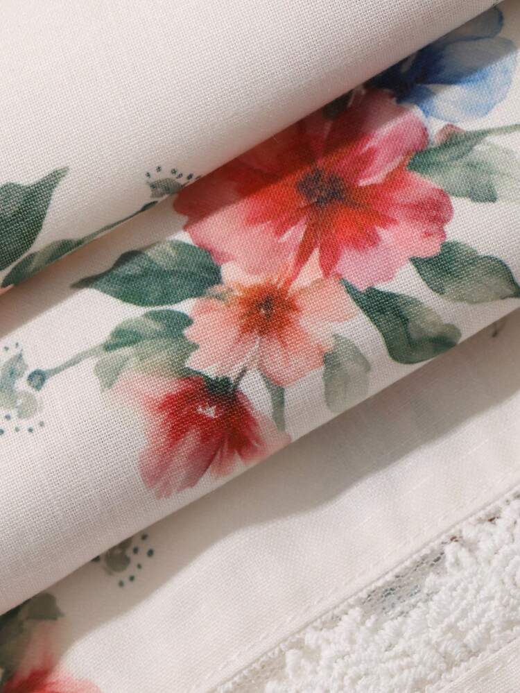 Women's Loose Ditsy Floral & Lace Patchwork Pajama Bottoms, Spring/Summer