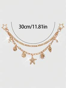 Viva Strut 1Pc Seashell Ornament For A Holiday-Style Starfish Shell Chain Bag, Marine Tail Conch Beach Keychain, Suitable For Matching With A Small Square Bag When Out On Vacation. - Gold 2 - View 2