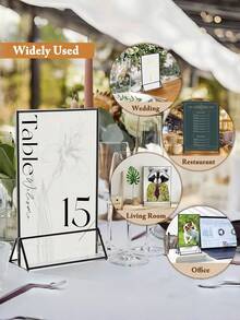 Bộ 4 khung biển hiệu acrylic 5x7 inch - Khung để bàn hai mặt dùng cho số bàn cưới, thực đơn nhà hàng, ảnh Giáng sinh, lễ tốt nghiệp, tiệc sinh nhật, tiệc mừng em bé - Giá đỡ trưng bày ảnh/giá/thực đơn trong suốt - Nhiều màu - Xem 8