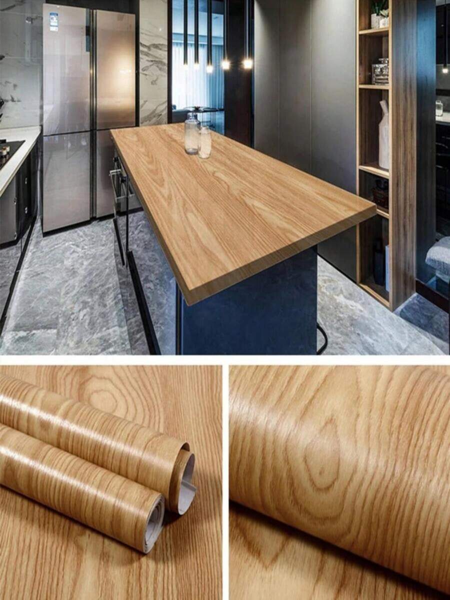 1PC Self Adhesive Waterproof Oil Proof PVC Cabinet Wardrobe Wallpaper Solid Color Removable Furniture Renovation Film Kitchen Bathroom Home Decor - 1PC - View 1