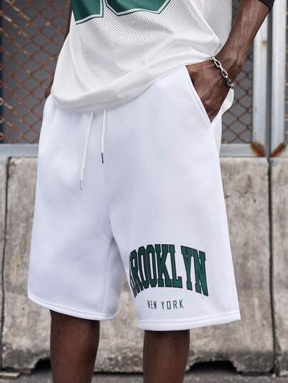 EVRINFINITE 男士字母图案抽绳腰短裤