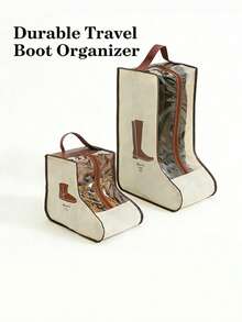 3pcs Travel Shoe Bags, Boot Storage Bags, Dust-Proof Ankle Boot Protective Bags With Handles, Portable Waterproof Ankle Boots, Men & Women Shoe Storage & Organization Bags (Ankle Boots) - Beige - View 8