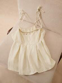 Elaquor Plus Size Casual Pendant Decor Camisole - Apricot - View 7