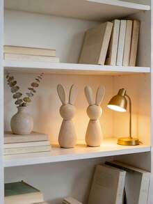8 piezas de figuras de conejo de resina sin pintar en blanco, manualidades de pintura DIY, estatuas de animales en miniatura para decoración de escritorio, oficina, estantería y hogar, ornamento artístico y creativo - 8Pcs - Ver 6