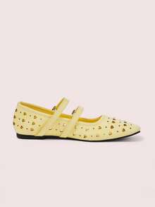 CUCCOO DOLLMOD Zapatos de estilo Mary Jane de PU hueco, adecuados para festivales, de estilo primavera y verano para damas - Amarillo hueco - Ver 3