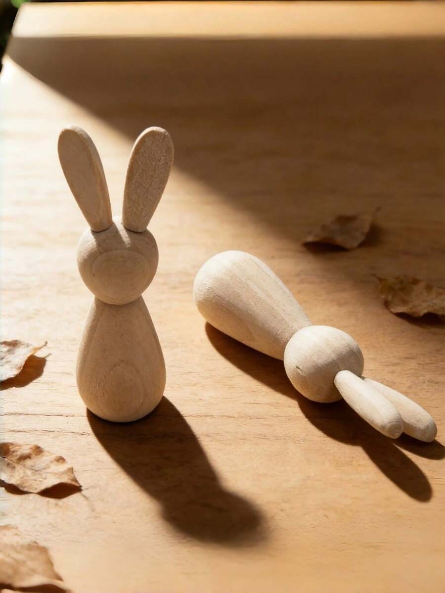 8 piezas de figuras de conejo de resina sin pintar en blanco, manualidades de pintura DIY, estatuas de animales en miniatura para decoración de escritorio, oficina, estantería y hogar, ornamento artístico y creativo - 8Pcs - Ver 1