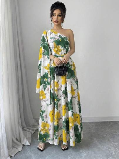 Elenzga Vestido elegante y sofisticado para mujer, de diseño irregular sin mangas, con corte asimétrico en el hombro, estampado de teñido anudado, mármol y flores de colores brillantes, con diseño de cintura, para primavera/verano, nuevo lanzamiento
