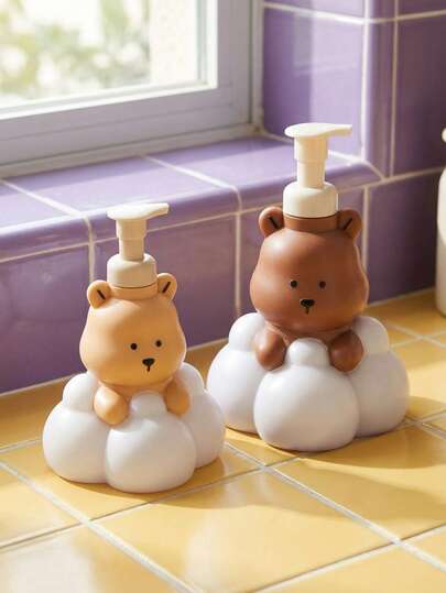 Joivida 1个装，洗手液/沐浴露瓶，可爱卡通熊造型设计，适合放置于浴室，可装250/500毫升洗手液，可补充装，适合作为情人节、复活节、生日礼物。