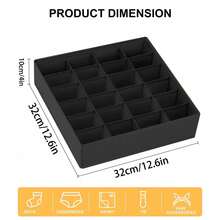 Sock Drawer Organizer And Underwear Storage Box, 24-Compartment Wardrobe Storage Box And Sock Rack Storage Box For Storing Socks, Handkerchiefs, Ties, And Belts (Black) - Black - View 10