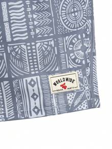 ZELFYO Men's Geometric Print Casual Beach Shorts - Grey - View 3