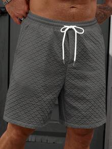 Manfinity Homme Pantalones cortos sueltos de hombre de unicolor con bolsillo con cordón y tela texturizada - Gris - Ver 5