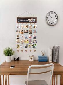 1 Piece Vintage Rustic Style Wooden Hanging Photo Display With 30 Clips Multi Picture Frame Collage Wall Art Decor For Living Room Bedroom Home Memory Show Gift Idea Now - 1PC - View 5