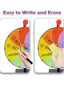 1PC Desktop Spinning Prize Wheel Rotating Lottery Game Wheel With Heavy Duty Base Dry Erase Surface Markers Included Party Game Accessory For Carnival Bar Pub Raffle Event Lucky Spin Roulette - multicolor - View 3