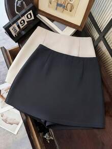 Franclia 2件套极简主义双开衩A字防走光半裙和短裤 - 彩色 - 查看 2
