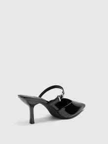 CUCCOO BIZCHIC Tacones altos de diseño con hebilla de punta fina para uso diario de mujeres - Negro - Ver 4