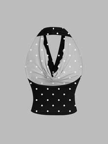SHEIN MOD 女士休闲简约黑色波点印花背心 - 彩色 - 查看 3