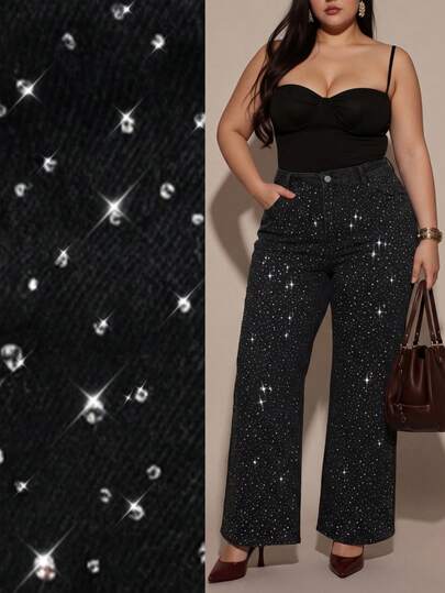 SHEIN BAE Jeans de mezclilla casuales de uso diario con botones y bolsillos para mujer de talla grande