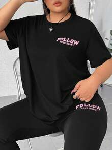 SHEIN EZwear Black Plus Size 2 Pieces Set - Black - View 11