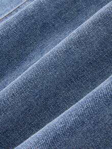 GlowEve Chân váy denim xếp ly một hàng cúc dành cho nữ, thích hợp mặc hàng ngày/đi làm. - Màu xanh lam - Xem 6