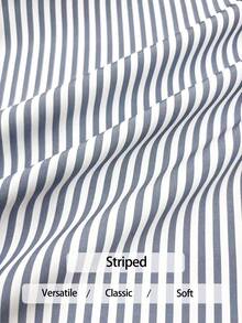 Estos pantalones casuales de mujer a rayas grises y blancas, adornados con hebillas de metal irregulares, ofrecen una silueta esbelta y sexy, adecuados para el uso diario, looks estilosos, ir y venir, y trabajo o salidas durante todo el año. Ya sea para el trabajo o el ocio, realzan perfectamente la figura, haciendo que las piernas parezcan talla grande rectas y las cinturas talla grande delgadas. Un artículo imprescindible para crear looks de primavera y verano sin esfuerzo. - Gris - Ver 8
