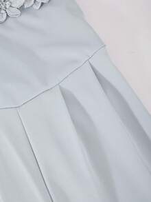Jumpsuit Anak Perempuan Warna Abu-abu Gelap Kasual Model Bahu Miring Longgar dengan Dekorasi Bunga, Cocok untuk Sehari-hari, Bepergian, Sekolah, Tamu Pernikahan, Musim Semi, Musim Panas, dan Musim Gugur - Grey - View 7