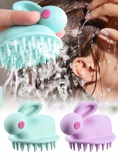 1 pièce Brosse de massage du cuir chevelu de lapin, brosse de douche pour les cheveux, brosse de cuir chevelu, brosse de spa relaxante pour le cuir chevelu, rangement pour brosses à cheveux, peigne de massage du cuir chevelu en silicone, brosse pour laver et nettoyer les racines des cheveux, brosse à cheveux, peigne, outils pour les cheveux, produits et accessoires pour les cheveux pour le salon de coiffure, la beauté, la rentrée scolaire