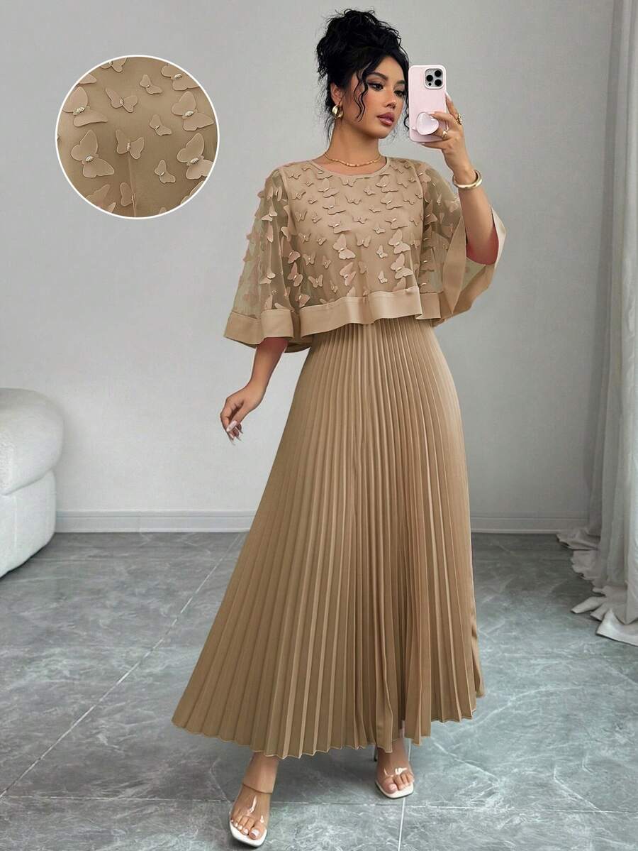 Elenzga Vestido de mujer para boda/fiesta de cumpleaños/evento de otoño - Marrón Mocha - Ver 1