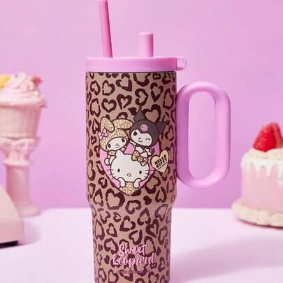 HELLO KITTY AND FRIENDS | Joivida 24oz Stainless Steel Tumbler Water Bottle/Coffee Cup With Handle And Straw, Leakproof, Insulated (Keeps Drinks Hot Or Cold)