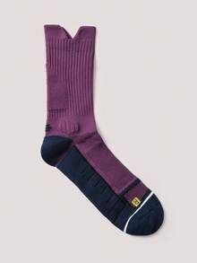 Driftmere 1/2 Pairs Purple Mesh Crew Socks For Men, Professional Basketball, Outdoor Sports, Moisture Wicking, Non-Slip, Cushioned, Elastic, Breathable, Fall - Dusty Purple - View 3