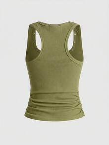 ROMWE Avant Camiseta de tirantes con estampado de cielo estrellado y remaches, estilo retro y urbano unisex - Verde militar - Ver 2