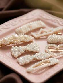 Zazumi 10 Pcs/Set Exquisite Pearl Decorative Hair Clips , Suitable For Women. It Features Retro Crystal Elements And Is A Hairstyle Accessory For Weddings And Parties. It Is A Practical Daily Gift For Friends. It Can Also Be A Party Gift.Spring To Summer - Hairpin - View 4