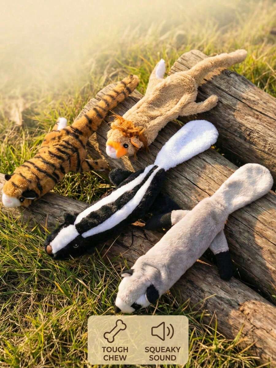 PETSIN 皮革外壳毛绒狗狗玩具，带BB音效，可与狗狗互动玩耍 - 彩色 - 查看 1