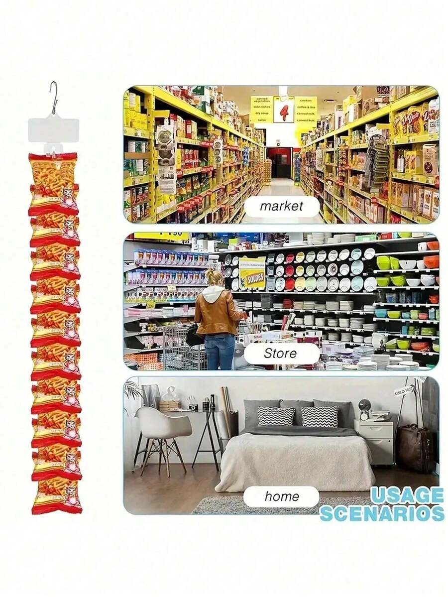 4/6/8/10pcs Plastic Display Hanger Strips, Sturdy Merchandise Hooks & Clips For Supermarket Shelves, Practical Retail Organizer - Multicolor - View 1