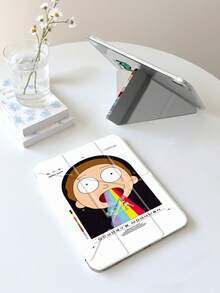 Rick and Morty X SHEIN 彩虹女孩平板电脑保护套，兼容 iPad (A16) 11 英寸第 11 代（2025 年款）/ iPad 第 10 代、iPad Pro 2020 11 英寸、iPad 7/8/9 代、Galaxy Tab S6 Lite 10.4 英寸，高端质感，支持 3+Y 折叠，具备自动唤醒/睡眠功能和内置笔槽，防震保护。 - 彩色 - 查看 3