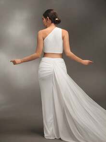 Cheriluna Maternity 优雅飘逸的缎带孕妇摄影礼服，婴儿洗礼派对 - 白色 - 查看 2