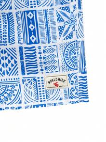 ZELFYO Men's Geometric Print Casual Beach Shorts - Blue - View 5