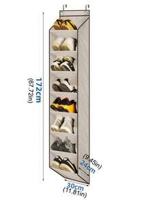 1pc Over The Door Shoe Organizer Narrow Rack, 4/8 Layer Large Pocket Storage, Hanging Shoe Rack For Closet, Dorm & Narrow Door, Color: Beige, Black - Multicolor - View 8