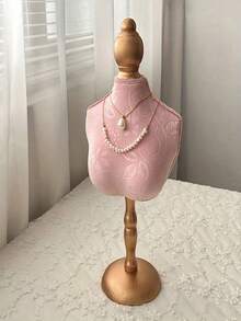 SHEIN 1个优雅天鹅绒首饰展示架，金色底座 - 花卉图案，桌面收纳托盘，非常适合展示项链、手链和配饰，零售或家居装饰，项链架 | 花卉图案展示架 | 木质底座，坚固耐用，房间装饰 - 彩色 - 查看 9