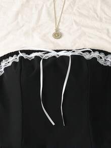 SHEIN Franclia Vestido elegante de bloque de color con hombros descubiertos y sin tirantes - Negro - Ver 4